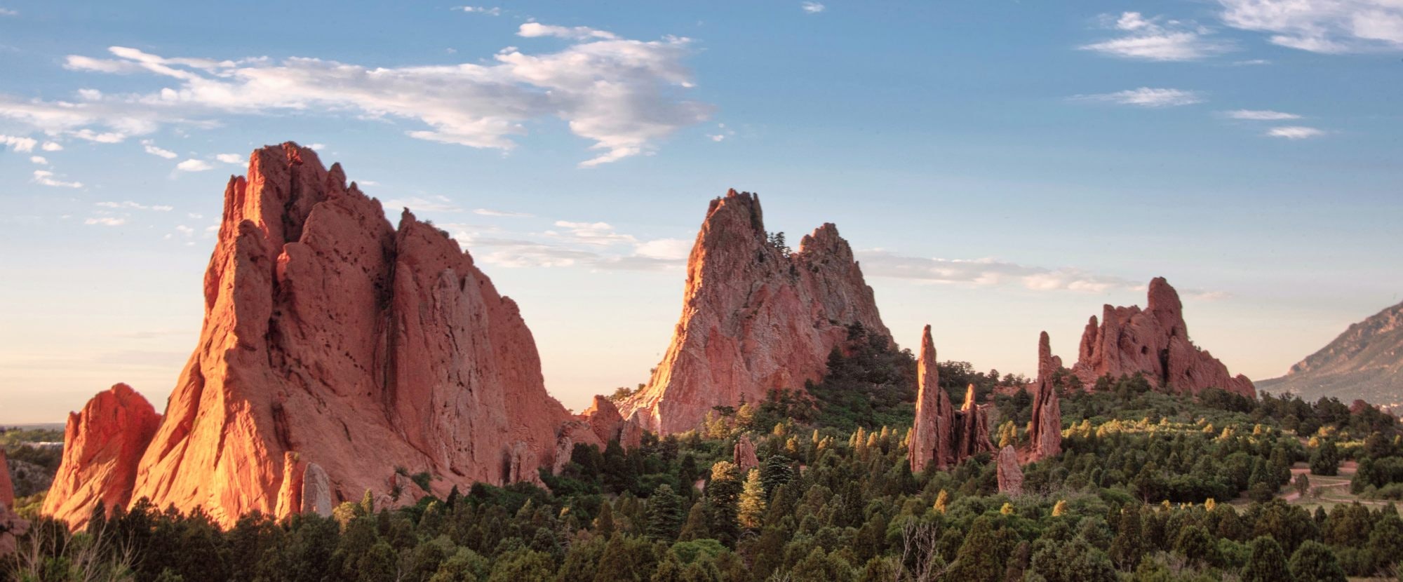 The famous giant red sandstone formations at Garden of the Gods in Colorado Springs, Colorado